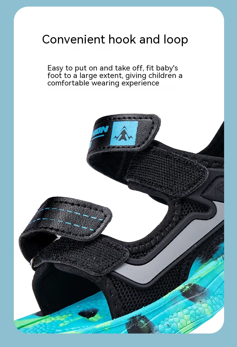 Girls' Sandals 2024 New Summer Boys Soft Soled Students Medium and Large Children Casual Double Row Velcro Beach Shoes