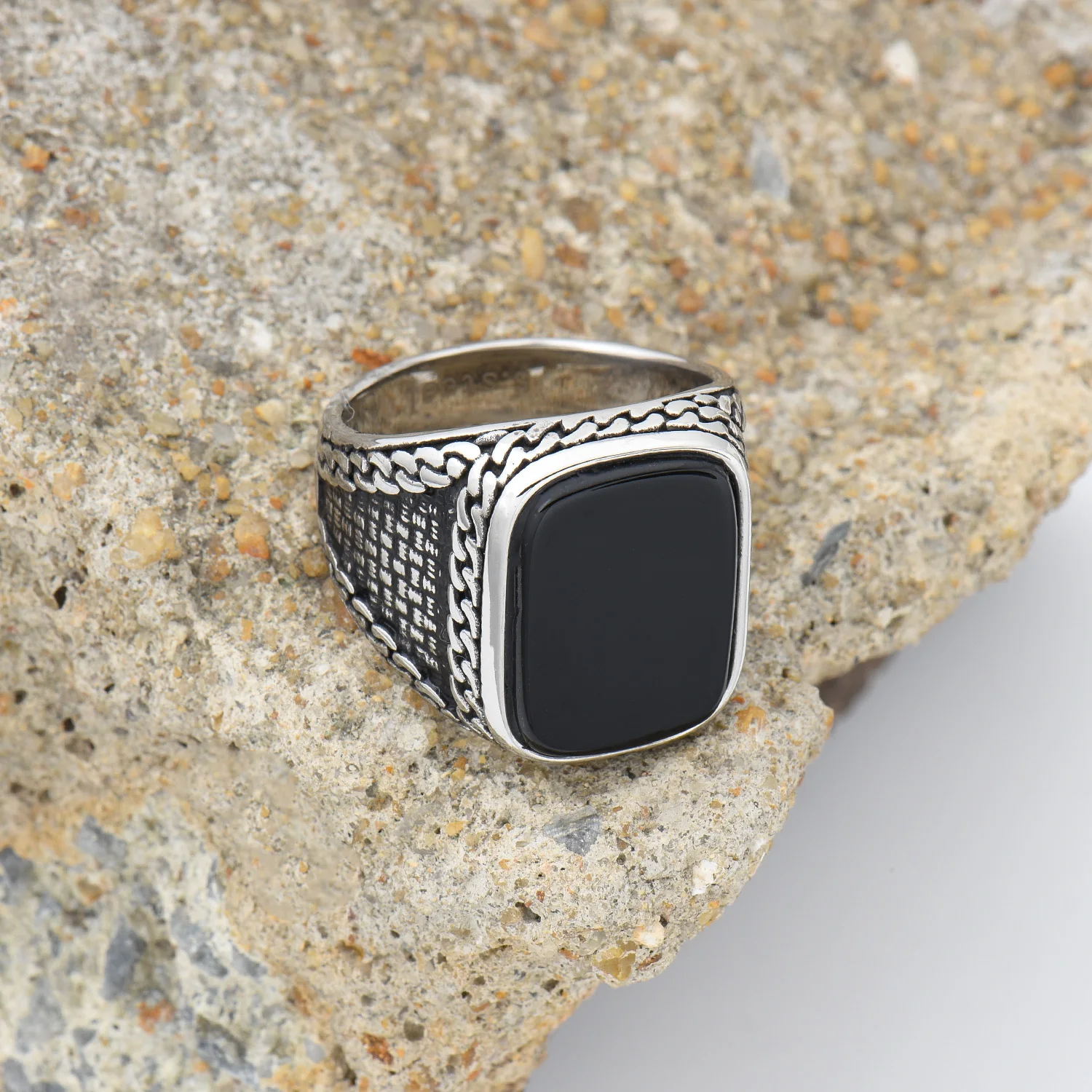 Men's High Quality 316L Stainless Steel Variety Onyx Rings Fashion Trend Jewelry