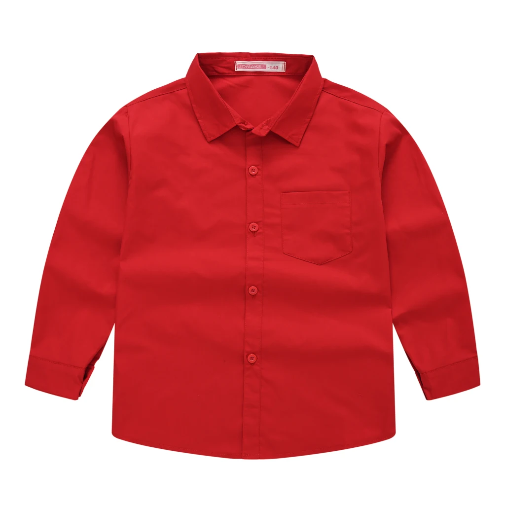 Spring and Autumn Kids' New Boys and Girls Pure Color Long Sleeve Suit Collar Shirt