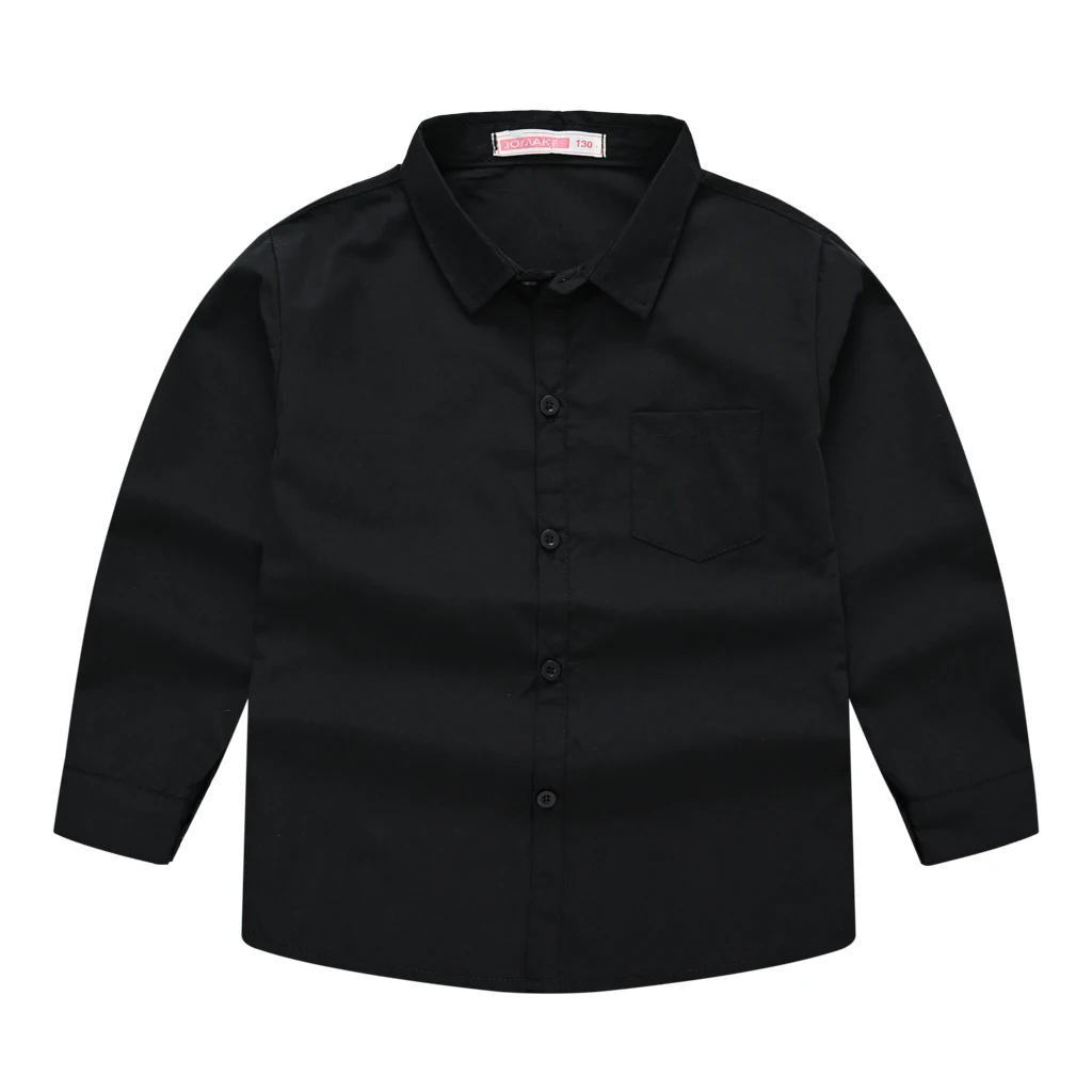 Spring and Autumn Kids' New Boys and Girls Pure Color Long Sleeve Suit Collar Shirt