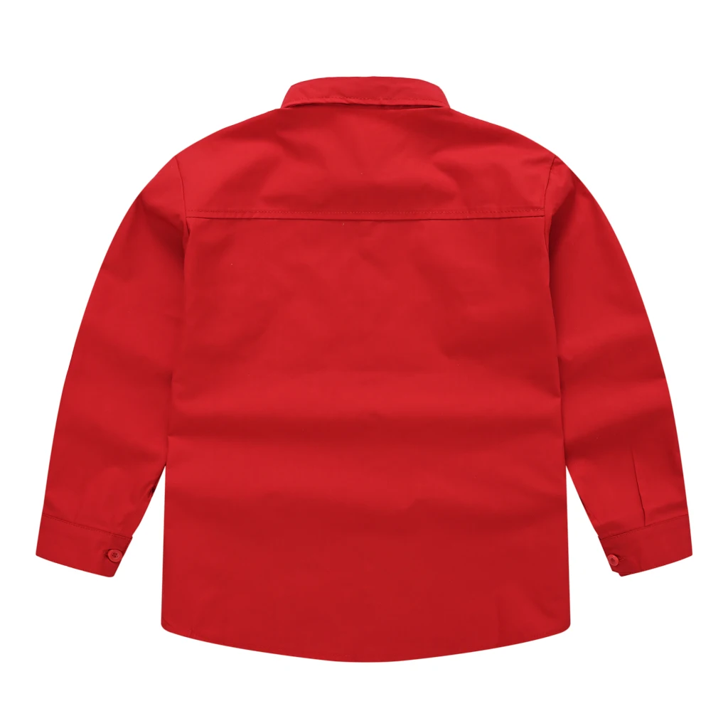 Spring and Autumn Kids' New Boys and Girls Pure Color Long Sleeve Suit Collar Shirt