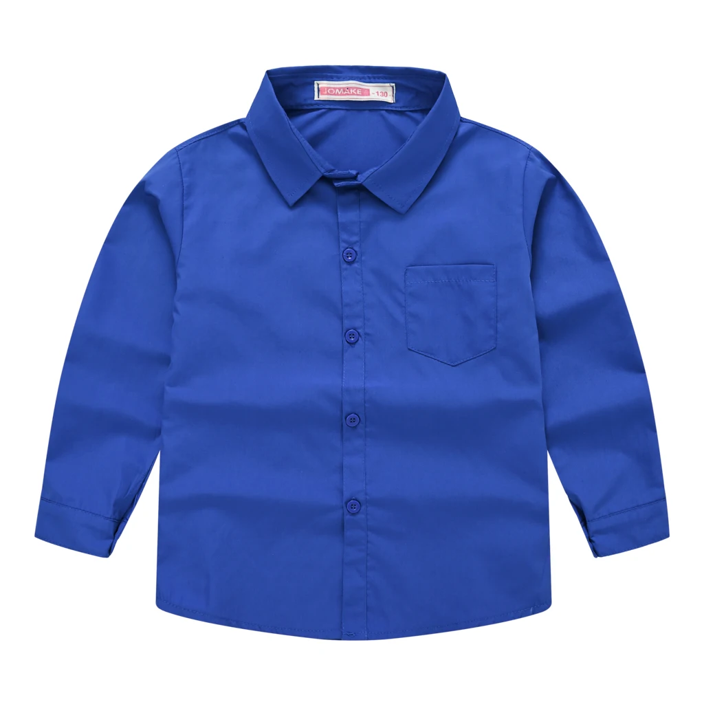 Spring and Autumn Kids' New Boys and Girls Pure Color Long Sleeve Suit Collar Shirt