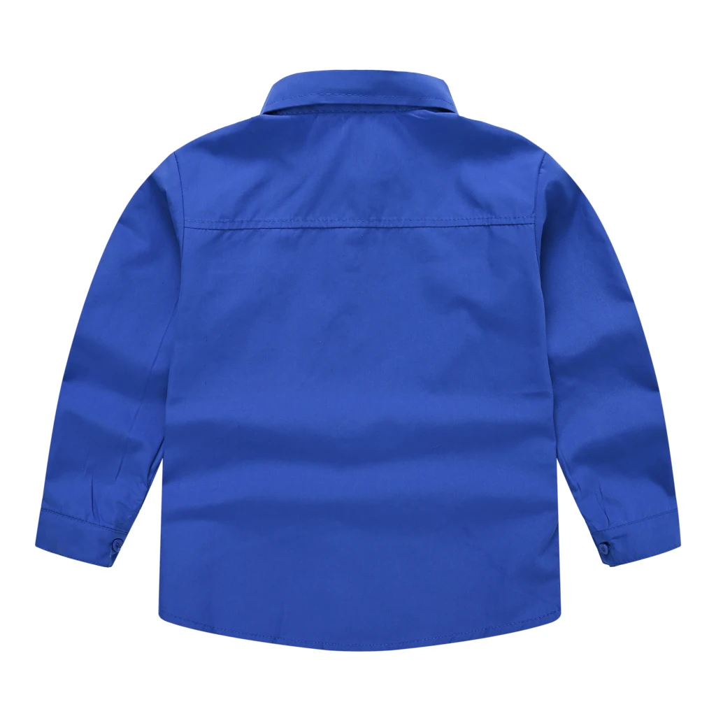 Spring and Autumn Kids' New Boys and Girls Pure Color Long Sleeve Suit Collar Shirt