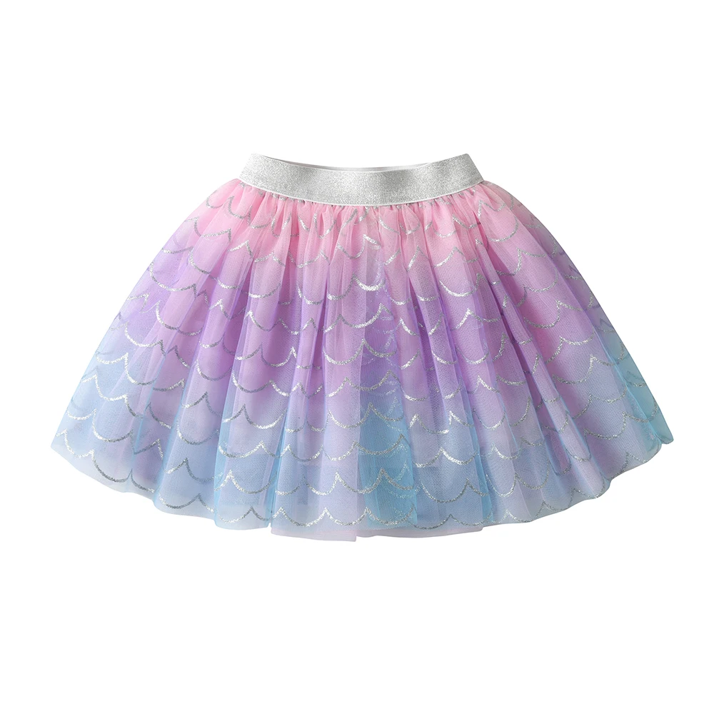DXTON New Summer Girls Tulle Skirts Mermaid Children Princess Mini Skirt Gradient Mesh Kids Dancing Skirt Party Costume 3-10Yrs