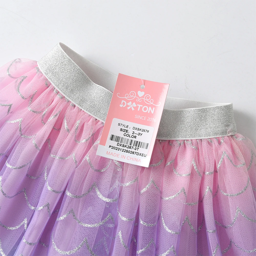 DXTON New Summer Girls Tulle Skirts Mermaid Children Princess Mini Skirt Gradient Mesh Kids Dancing Skirt Party Costume 3-10Yrs