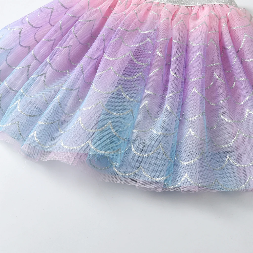 DXTON New Summer Girls Tulle Skirts Mermaid Children Princess Mini Skirt Gradient Mesh Kids Dancing Skirt Party Costume 3-10Yrs