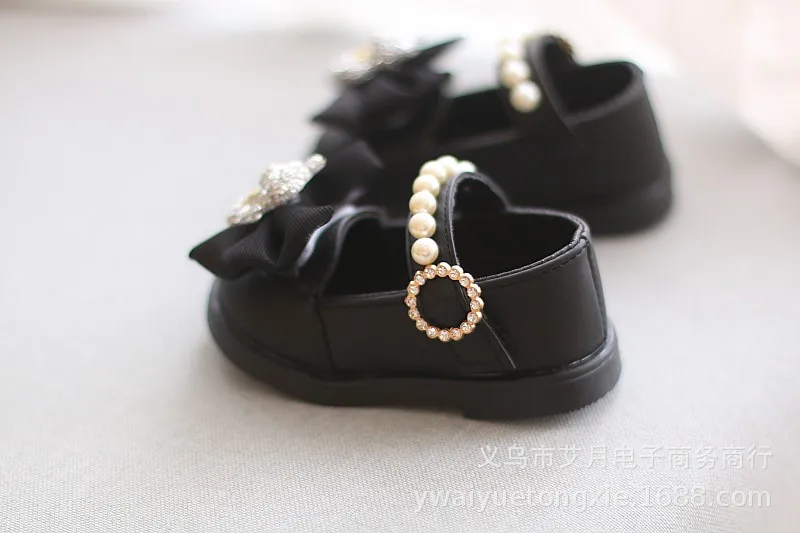 Cartoon Bow Square Mouth Toddler Shoes Kids Shoes Girls Baby Party Wedding Dance New Princess Leather Shoes Children Sneakers