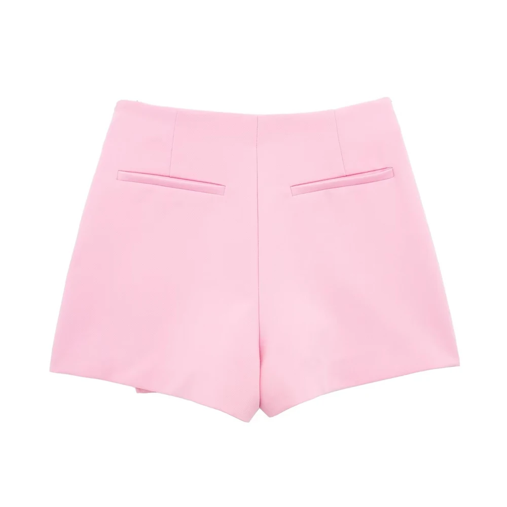 Women Fashion Asymmetric Pareo Style Self Overlay Shorts Skirts Vintage High Waist Side Zipper Female Skort Mujer