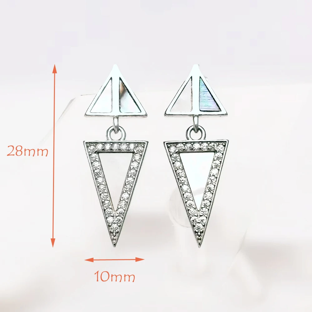 Ear Studs Triangle Geometrical Fine Jewerly For Women Winter New Trendy Gift In 925 Sterling Silver