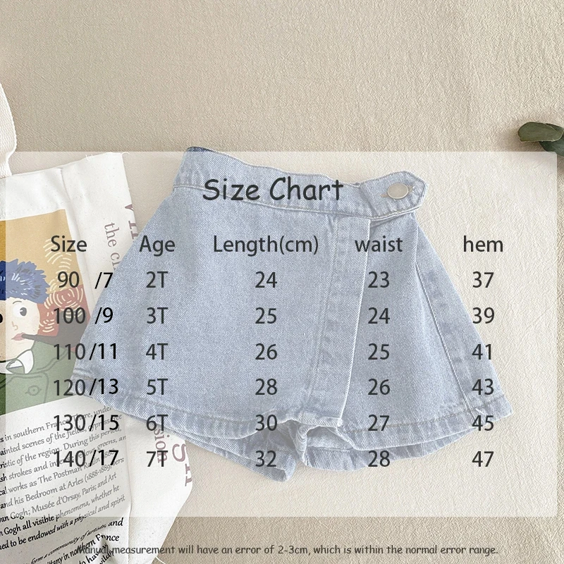 Brief Style Denim Blue Toddler Girls Skirt Shorts Kids Summer Sport Dress Pants Children Elastic Waist Trousers for 2-7 Years