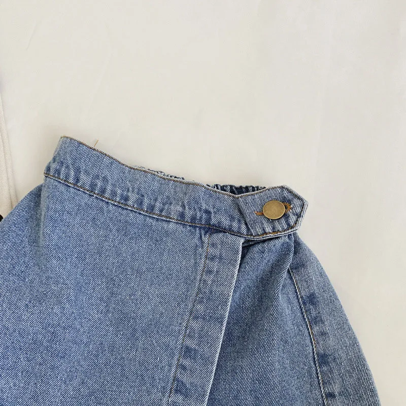 Brief Style Denim Blue Toddler Girls Skirt Shorts Kids Summer Sport Dress Pants Children Elastic Waist Trousers for 2-7 Years