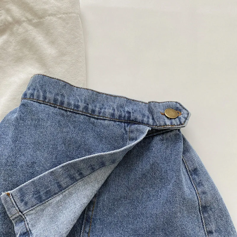 Brief Style Denim Blue Toddler Girls Skirt Shorts Kids Summer Sport Dress Pants Children Elastic Waist Trousers for 2-7 Years