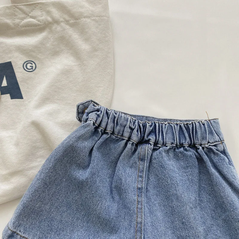 Brief Style Denim Blue Toddler Girls Skirt Shorts Kids Summer Sport Dress Pants Children Elastic Waist Trousers for 2-7 Years