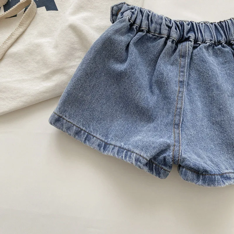 Brief Style Denim Blue Toddler Girls Skirt Shorts Kids Summer Sport Dress Pants Children Elastic Waist Trousers for 2-7 Years