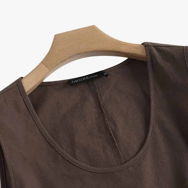 2024 ZANZEA Summer Tanks Tops Women Fashion Sleeveless O Neck Blouse Elegant Solid OL Work Shirt Beach Vest Tunic Mujer Oversize