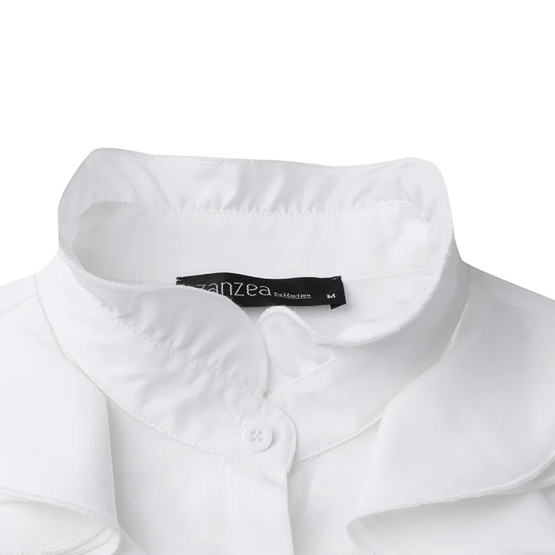 ZANZEA Spring Elegant Office Ruffles Shirts Women Long Sleeve Work Flounce Blouse Female Blusas Party Chemise Fashion Tunic Tops