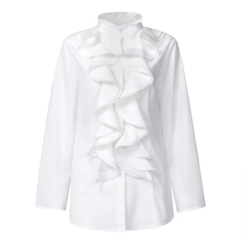 ZANZEA Spring Elegant Office Ruffles Shirts Women Long Sleeve Work Flounce Blouse Female Blusas Party Chemise Fashion Tunic Tops