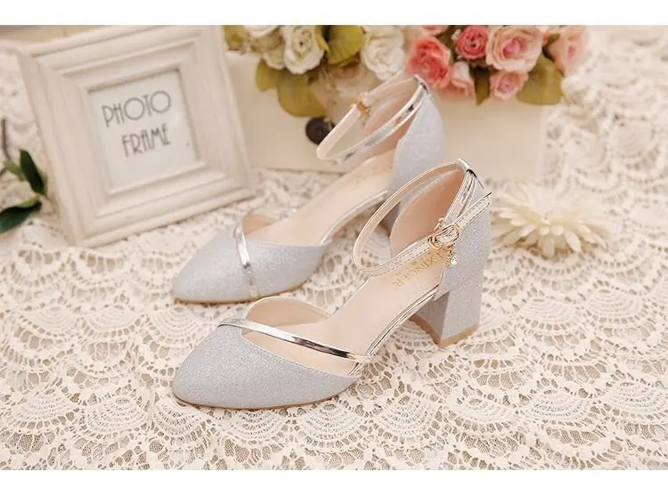 Fashion Spring and Summer Black High-heeled Shoes Women's High-quality Silver Wedding High-heeled Shoes Women's Gold Party Pump