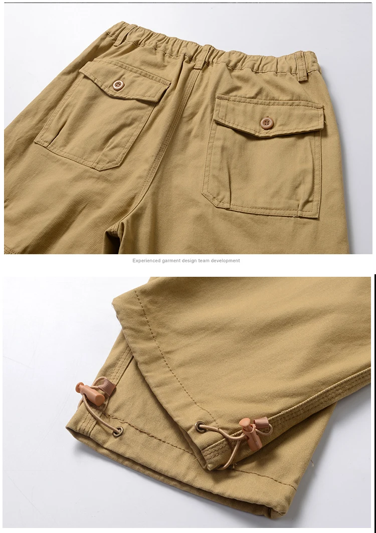 High Quality Men's Pants Elastic Waist Cargo Large Size Cotton Pants Multi-Pocket Trousers Sports Training Work Pants