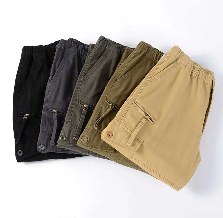 High Quality Men's Pants Elastic Waist Cargo Large Size Cotton Pants Multi-Pocket Trousers Sports Training Work Pants