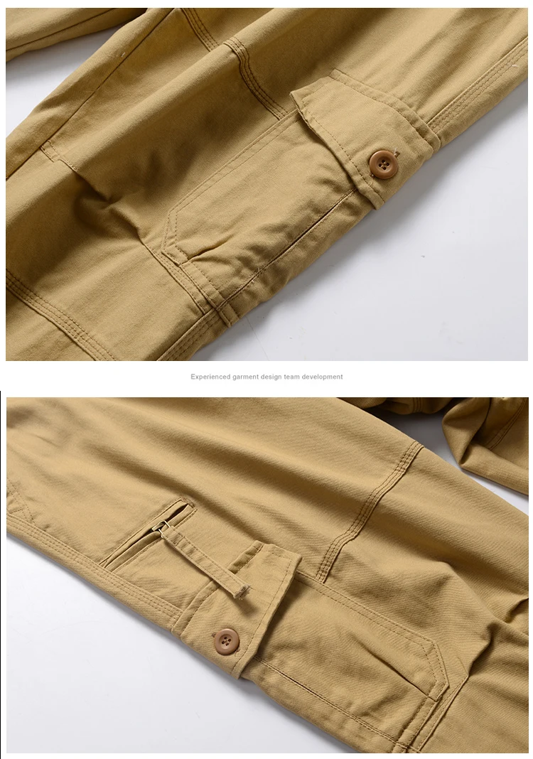 High Quality Men's Pants Elastic Waist Cargo Large Size Cotton Pants Multi-Pocket Trousers Sports Training Work Pants
