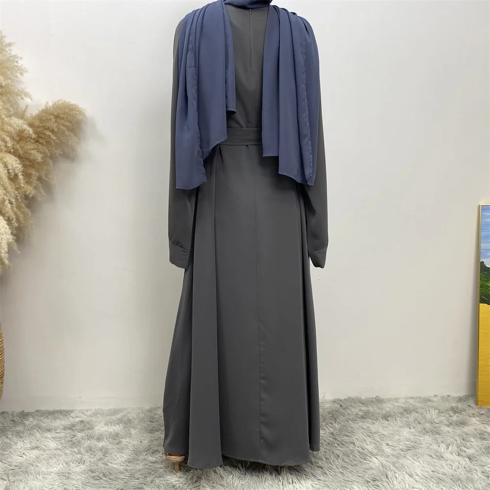 New Muslim Fashion Abaya Women's Dress Sold in Dubai in the Middle East Arab Net Color Islamic Dress Robe Lace Long Dress
