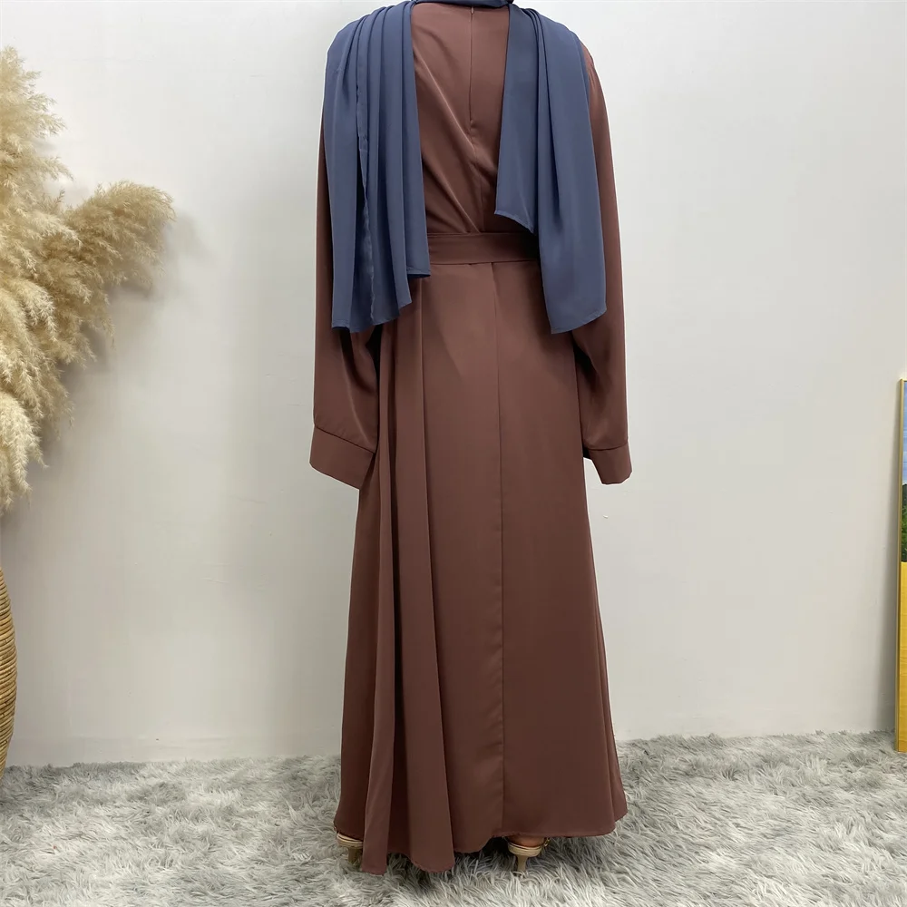 New Muslim Fashion Abaya Women's Dress Sold in Dubai in the Middle East Arab Net Color Islamic Dress Robe Lace Long Dress