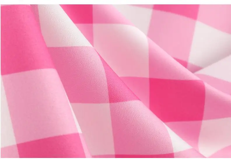 Women's Fashion Dress Pink Plaid Party Evening Dress Summer Sexy Halter Retro Lady Look Slimmer Swing Dress