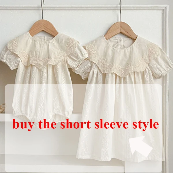 2026 Autumn Princess Infant Baby Girl Bodysuit Sisters Dress Flower Embroidery Dress For Infant Sibling Girls Toddler Outfit
