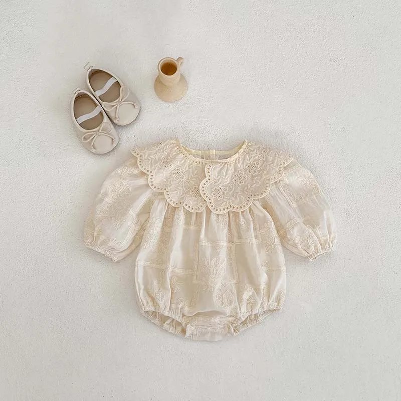2026 Autumn Princess Infant Baby Girl Bodysuit Sisters Dress Flower Embroidery Dress For Infant Sibling Girls Toddler Outfit