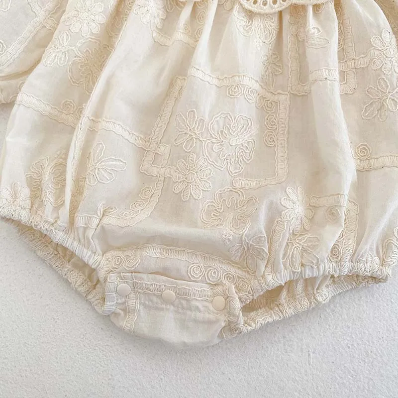 2026 Autumn Princess Infant Baby Girl Bodysuit Sisters Dress Flower Embroidery Dress For Infant Sibling Girls Toddler Outfit
