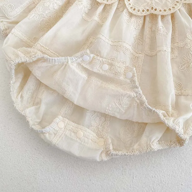 2026 Autumn Princess Infant Baby Girl Bodysuit Sisters Dress Flower Embroidery Dress For Infant Sibling Girls Toddler Outfit