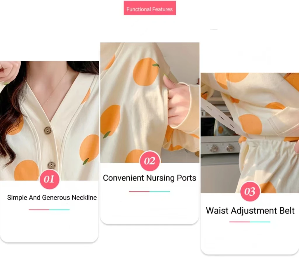 Monthly Clothing 2 Sets Of Spring And Summer Maternity Pajamas Breastfeeding Home Wear Cotton Breastfeeding Pajamas Clothing