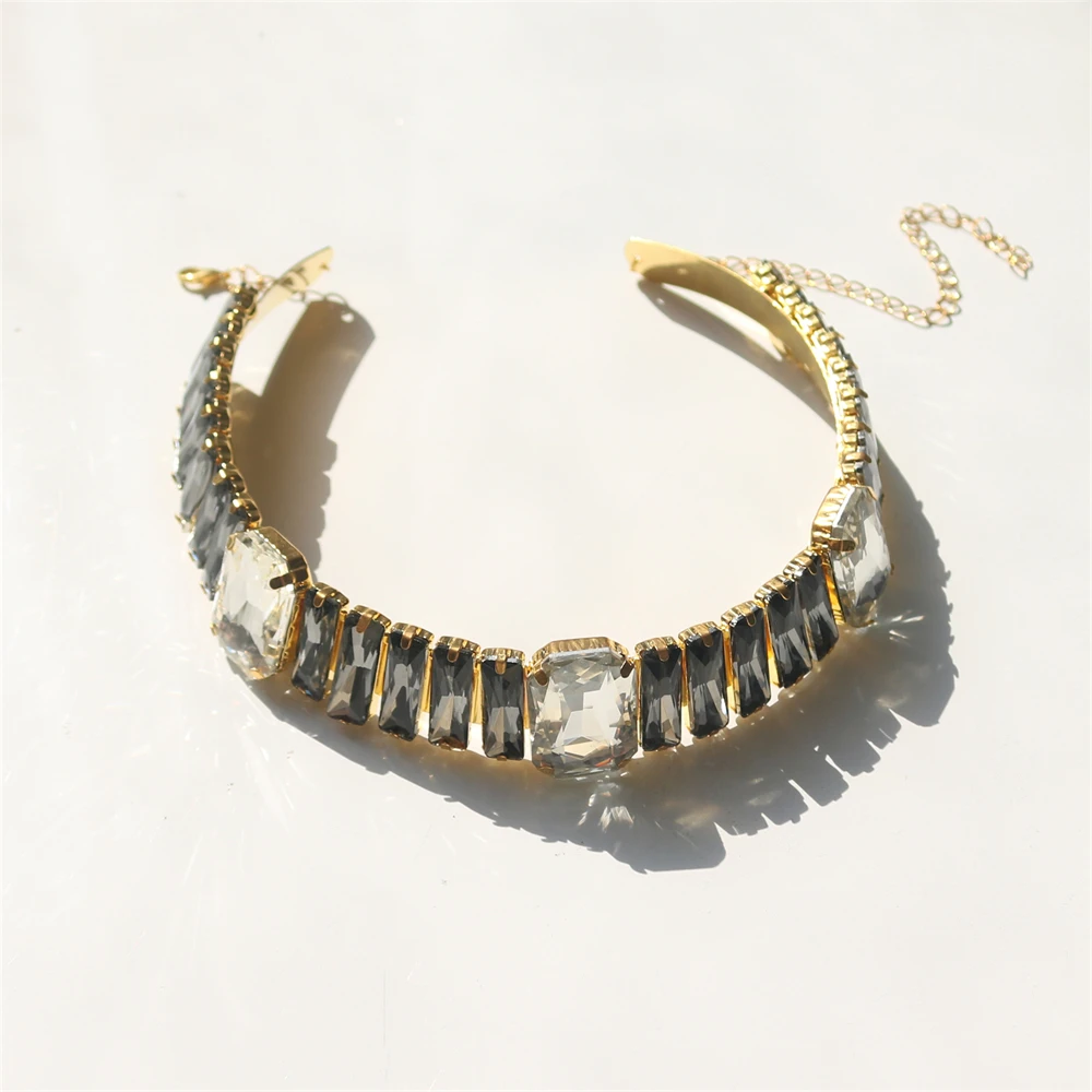 Fashionable rhinestone necklace women's jewelry set bride's wedding, personalized large collar party large necklace earring