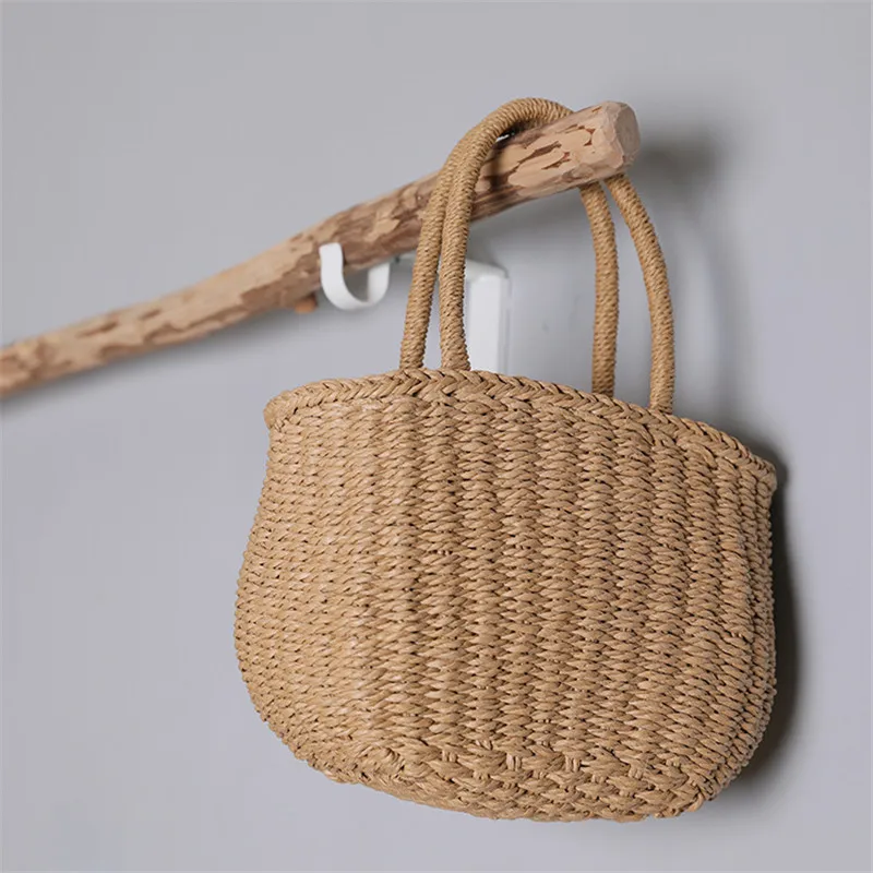 Simple Design Straw Handbags For Women Handmade Bohemian Style Beach Bag Summer Fashion Pack Bucket Bag Purse Totes