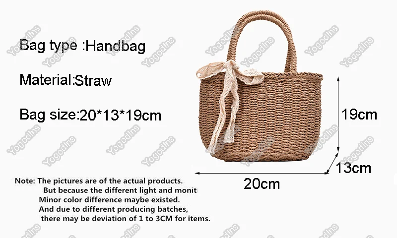 Simple Design Straw Handbags For Women Handmade Bohemian Style Beach Bag Summer Fashion Pack Bucket Bag Purse Totes