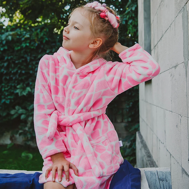 Soft Girl Sleepwear Robe Autumn Winter Children Flannel Bathrobe for girls Boys Pajamas Comfort Kids Cartoon Homewear 2-8 Year
