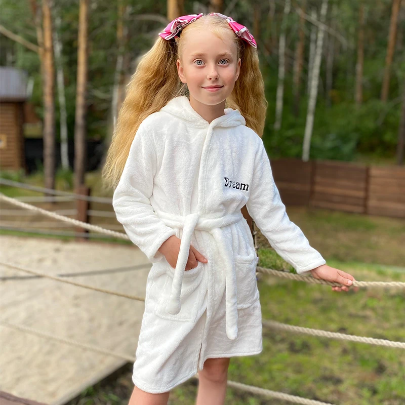 Soft Girl Sleepwear Robe Autumn Winter Children Flannel Bathrobe for girls Boys Pajamas Comfort Kids Cartoon Homewear 2-8 Year