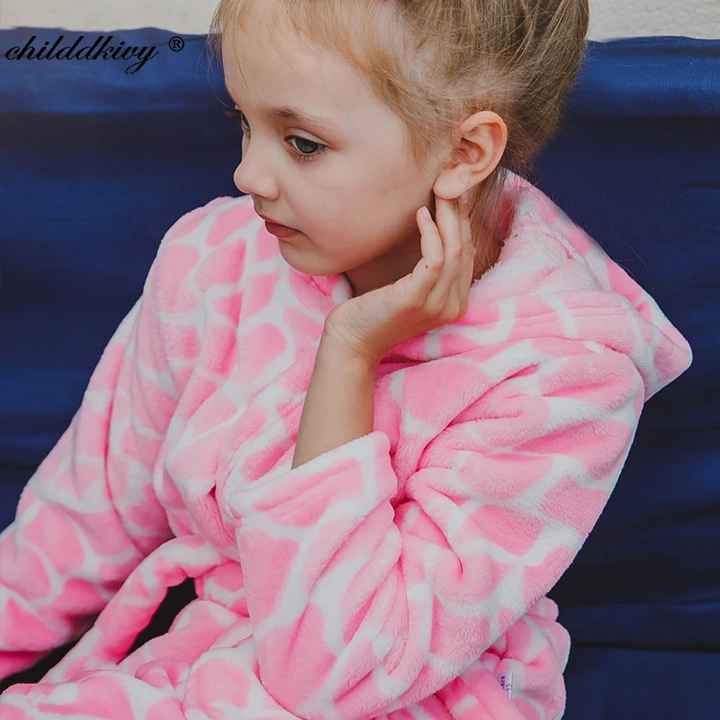 Soft Girl Sleepwear Robe Autumn Winter Children Flannel Bathrobe for girls Boys Pajamas Comfort Kids Cartoon Homewear 2-8 Year