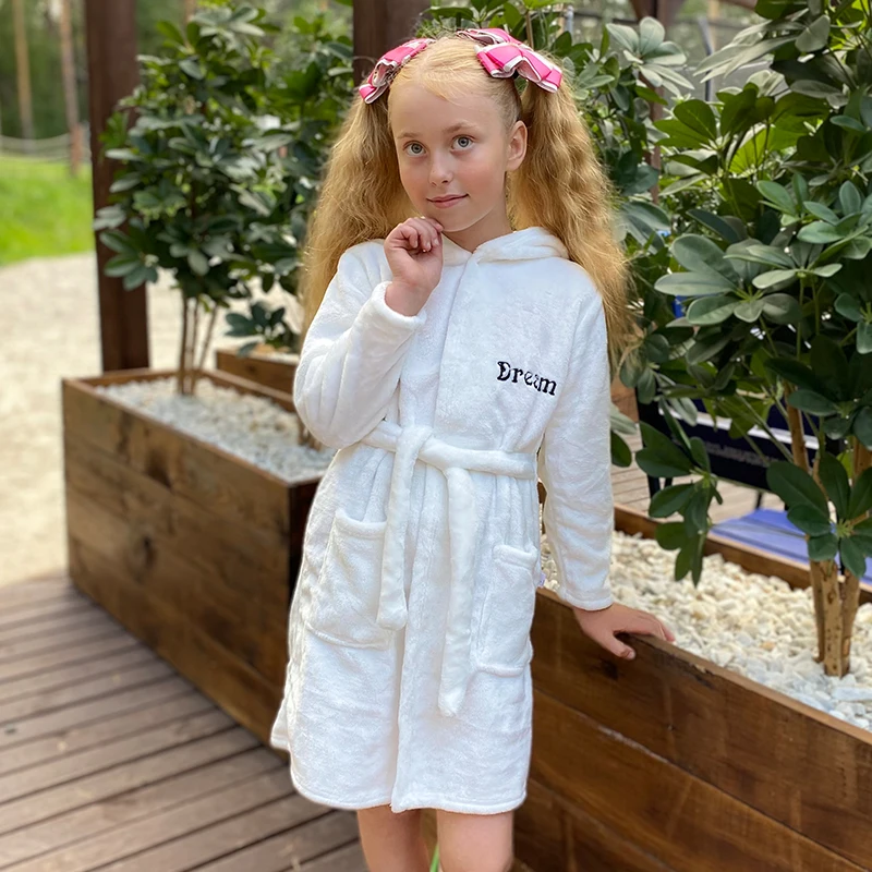 Soft Girl Sleepwear Robe Autumn Winter Children Flannel Bathrobe for girls Boys Pajamas Comfort Kids Cartoon Homewear 2-8 Year