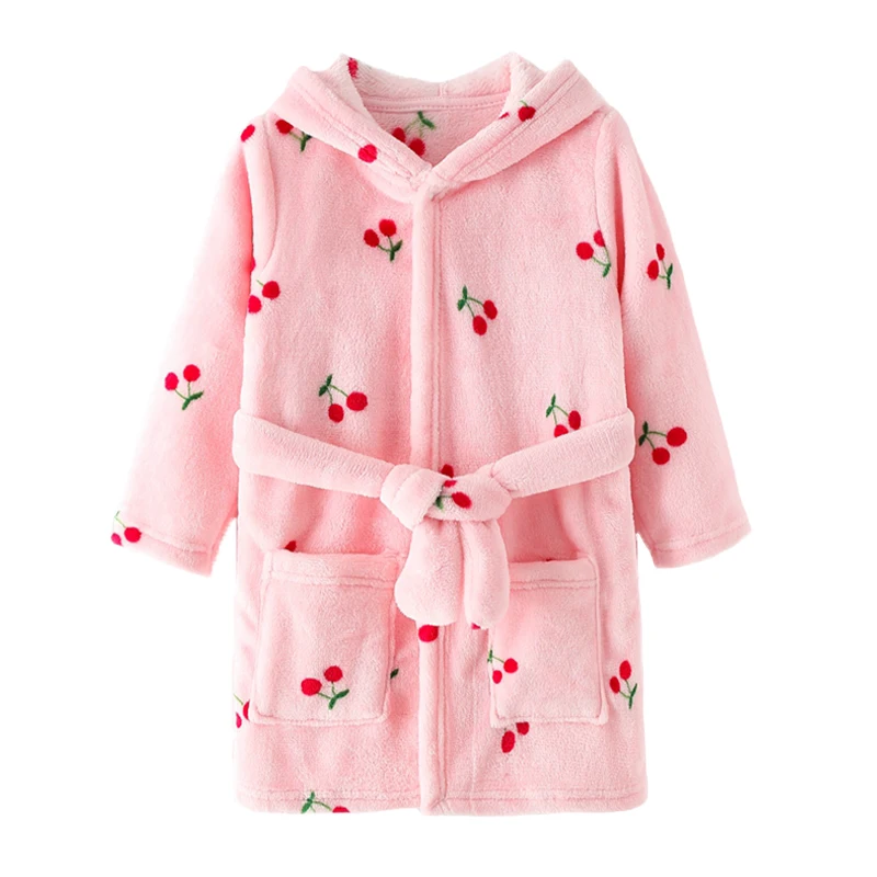 Soft Girl Sleepwear Robe Autumn Winter Children Flannel Bathrobe for girls Boys Pajamas Comfort Kids Cartoon Homewear 2-8 Year