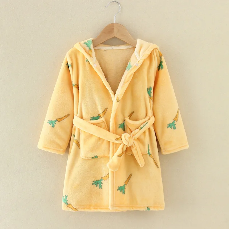 Soft Girl Sleepwear Robe Autumn Winter Children Flannel Bathrobe for girls Boys Pajamas Comfort Kids Cartoon Homewear 2-8 Year