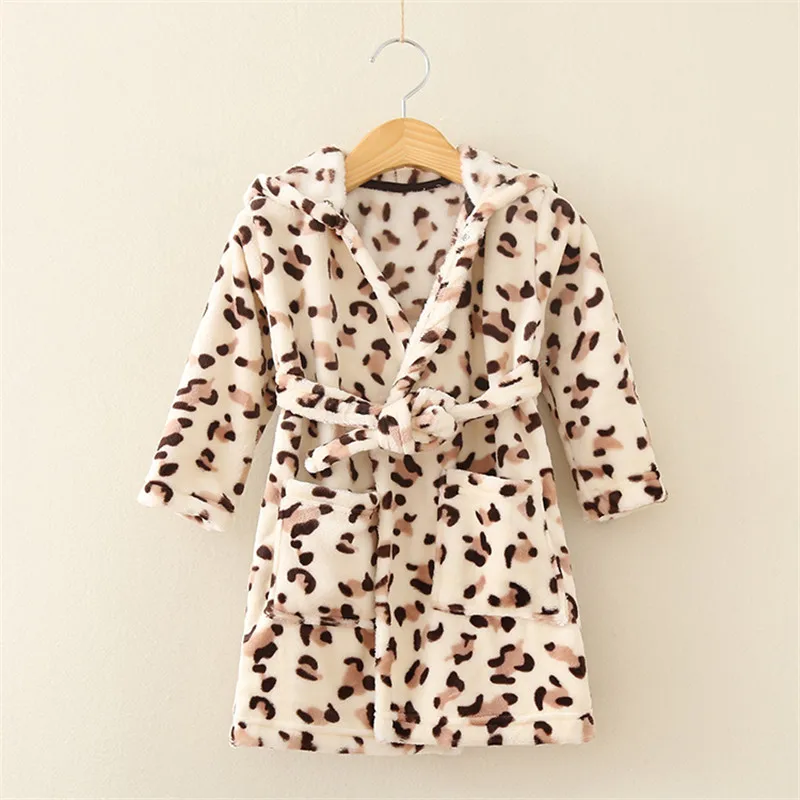 Soft Girl Sleepwear Robe Autumn Winter Children Flannel Bathrobe for girls Boys Pajamas Comfort Kids Cartoon Homewear 2-8 Year
