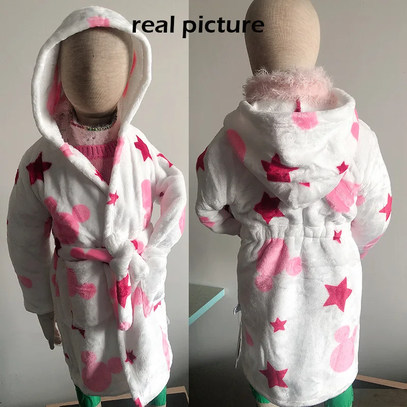 Soft Girl Sleepwear Robe Autumn Winter Children Flannel Bathrobe for girls Boys Pajamas Comfort Kids Cartoon Homewear 2-8 Year