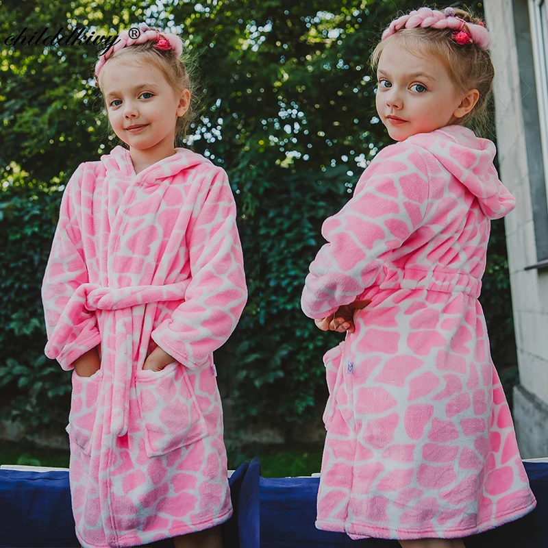 Soft Girl Sleepwear Robe Autumn Winter Children Flannel Bathrobe for girls Boys Pajamas Comfort Kids Cartoon Homewear 2-8 Year