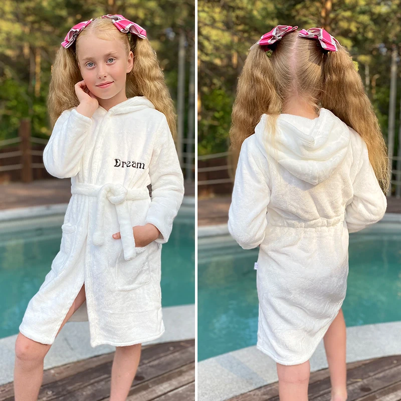 Soft Girl Sleepwear Robe Autumn Winter Children Flannel Bathrobe for girls Boys Pajamas Comfort Kids Cartoon Homewear 2-8 Year
