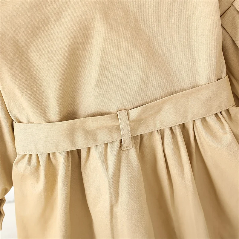 0-4 Years Trench Coat England Style Jacket Girls Baby Fashion Cute Turndown Collar Kids Long Windbreaker Casual Outer Clothing