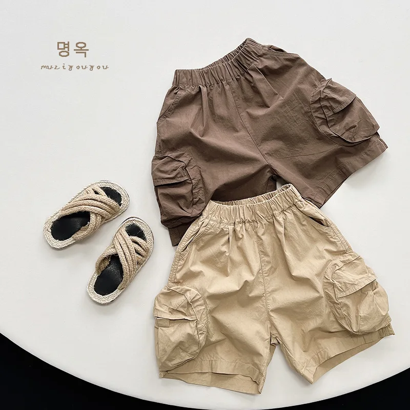 2024 Summer New Boys' Shorts Fashionable Workwear Capris 1-5 Year Old Korean Edition Pure Cotton Baby Casual Shorts