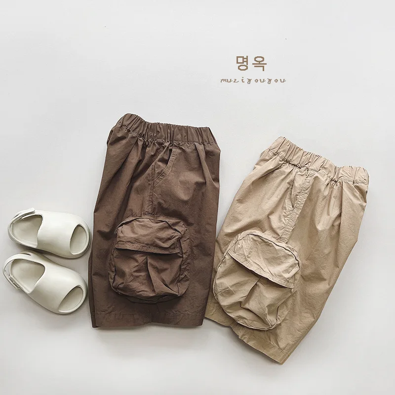 2024 Summer New Boys' Shorts Fashionable Workwear Capris 1-5 Year Old Korean Edition Pure Cotton Baby Casual Shorts