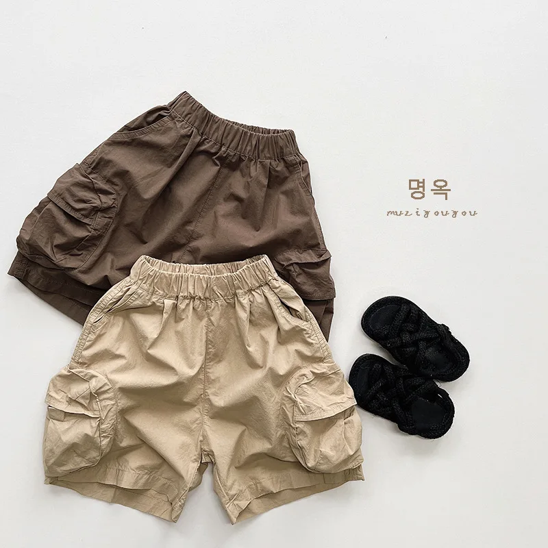 2024 Summer New Boys' Shorts Fashionable Workwear Capris 1-5 Year Old Korean Edition Pure Cotton Baby Casual Shorts